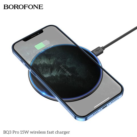 Беспроводное зарядное устройство Borofone BQ3 Pro, Power Delivery (PD), черное, USB тип-C, 15 Вт, #6974443380583 Превью 1