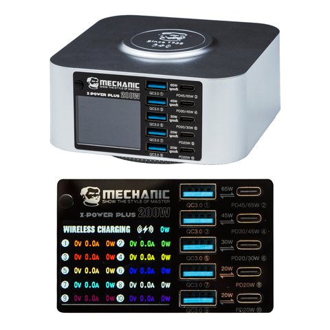 Mains Charger Mechanic X-Power Plus, (200 W, Quick Charge, Power Delivery (PD), with wireless charger, 10 ports) Preview 3
