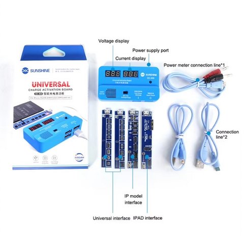 Cable para activar batería Sunshine SS-909, con indicador digital de carga, circuito de activación de batería, iphone 6 - 15 pro Max/ Android/ ipad Vista previa  5