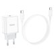 Adaptador de red Hoco C104A, 20 W, Power Delivery (PD), blanco, con cable USB tipo C - USB tipo C, 1 puerto, #6931474782915 Vista previa  1