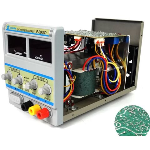 Fuente de alimentación (potencia) Sunshine P-3005D, un canal, transformador, hasta 30 V, hasta 5 A, indicadores de diodos de luz Vista previa  1