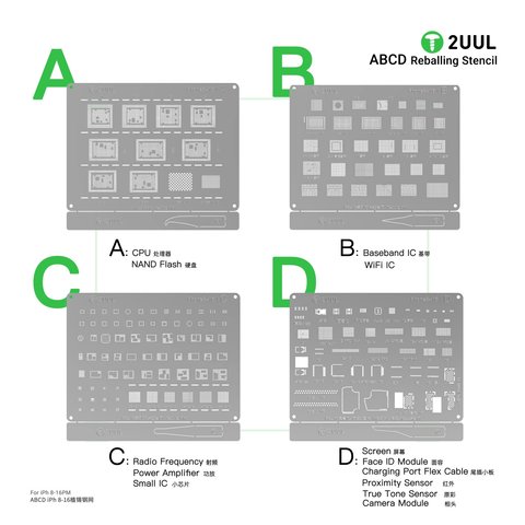 Plantilla BGA 2UUL BG01, 4 pz., iphone 8-16 series Vista previa  2