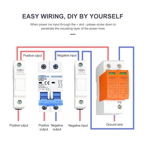 Устройства защиты от импульсных перенапряжений TOMZN TZG40-PV, 2P, 600 В, PV Превью 2