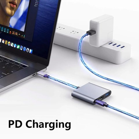 Адаптер Type-C - HDMI + USB3.0 + Type-C, конвертер, білий, hub Прев'ю 3