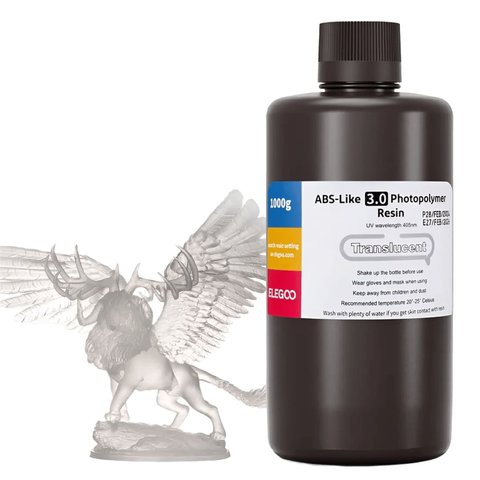 Фотополімерна смола для 3D-принтера ELEGOO ABS-подібна 3.0, Translucent, 1 кг Прев'ю 2